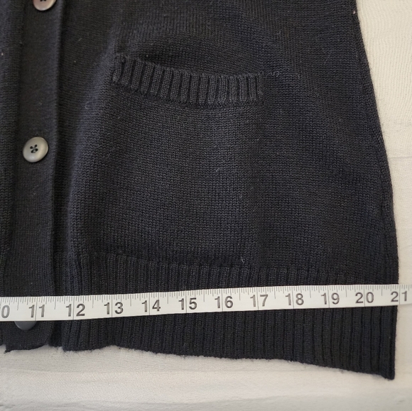 Laura Scott Upcycle Black Knit Lg Cardigan W/ Flower, Size LG - Picture 5 of 9